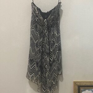Express Black and White Geometric Dress/Top, 100% Silk, Rip on Slip Inside